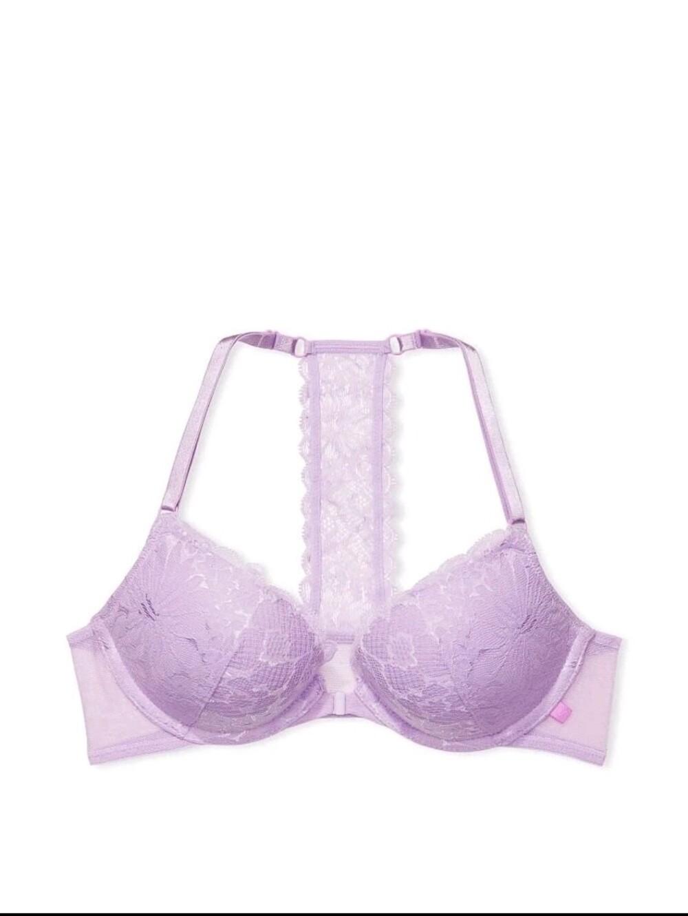 Victoria's Secret Lilac Purple Lace Racerback Push-Up Bra Front Hook 32B Plunge